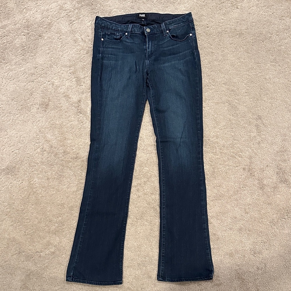 PAIGE Manhattan Dark Indigo Flared Jeans Size 32